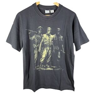 Vintage Vietnam War Memorial Shirt Mens Medium Three Soldiers Statue Art 90s